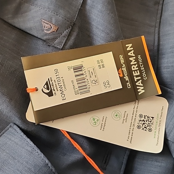 Quiksilver Waterman Collection Navy Casual Button Down Shirt (Eco Friendly) - Picture 5 of 6